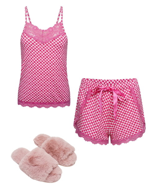 Pink Polka Short and Pink Polka Vest + Slippers